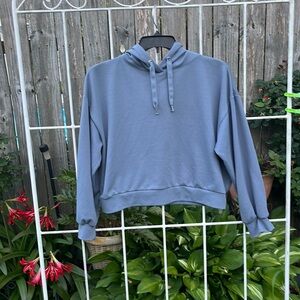Colza cropped hoodie pullover sweat shirt, size large,color gray made in Japan